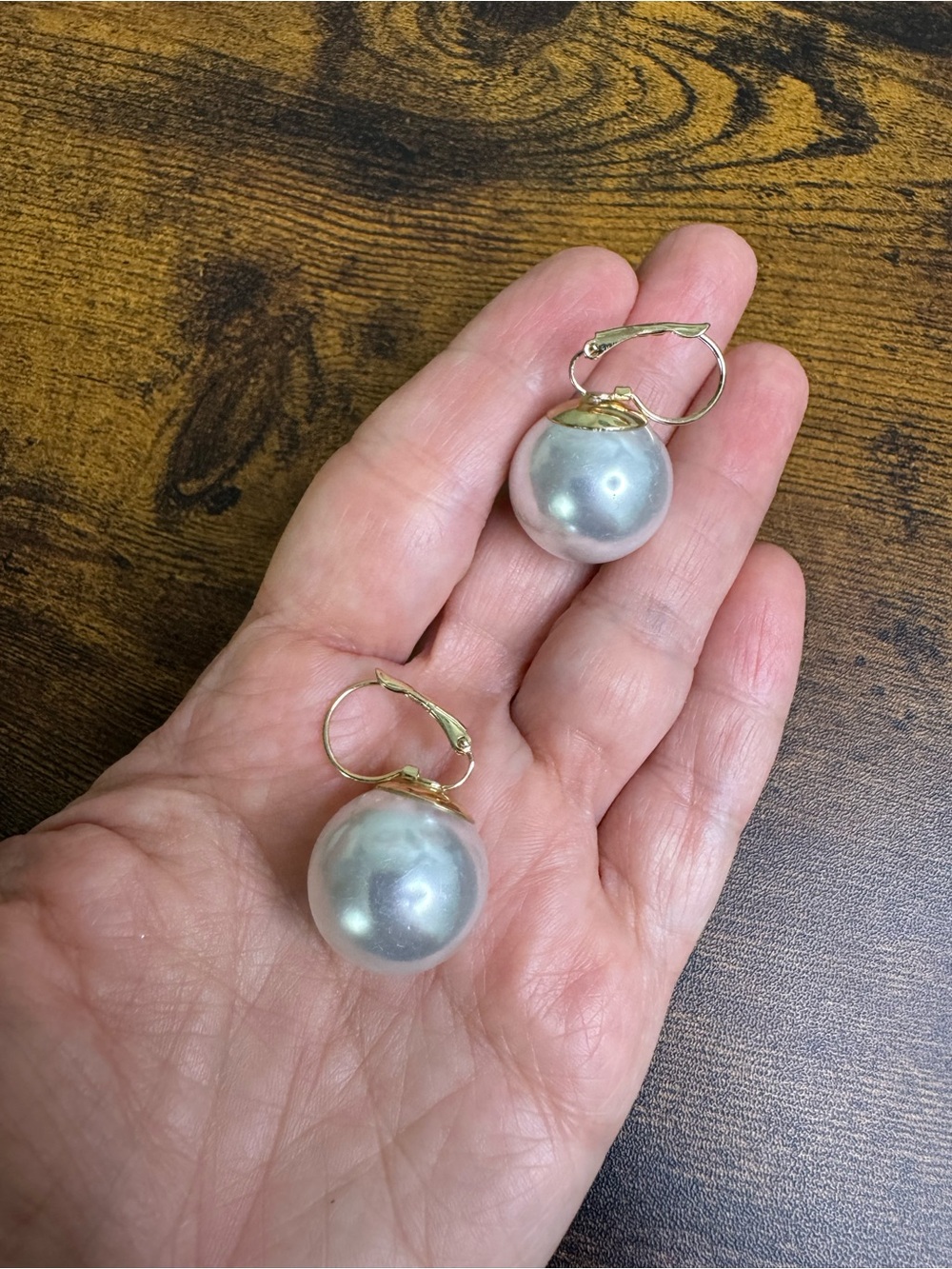 4/$20 Large Faux Pearl Drop Earrings with Gold Hooks